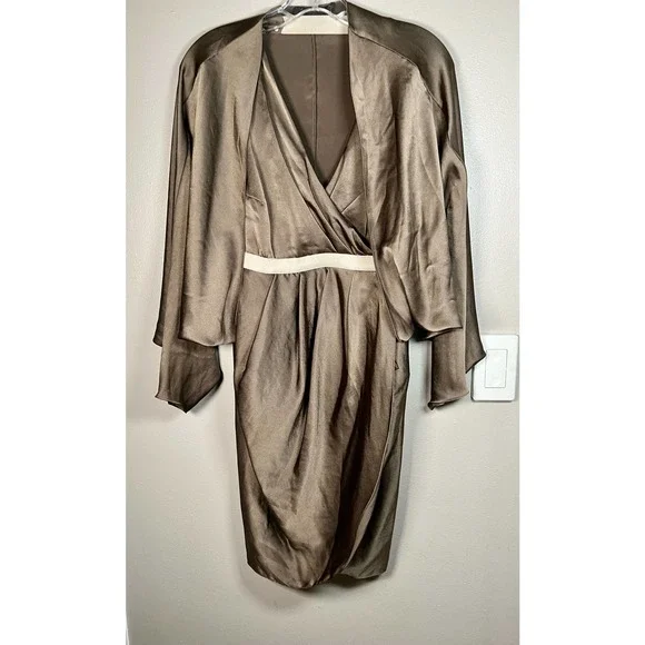 Alexander Wang Satin Charmeuse Batwing Halter Dress $1600 size 6 - Picture 4 of 12